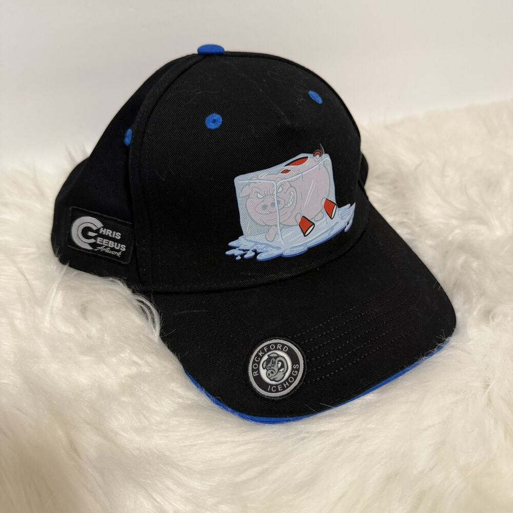 Rockford Ice Hogs Chris Geebus SnapBack Hat Cap Black Melonware